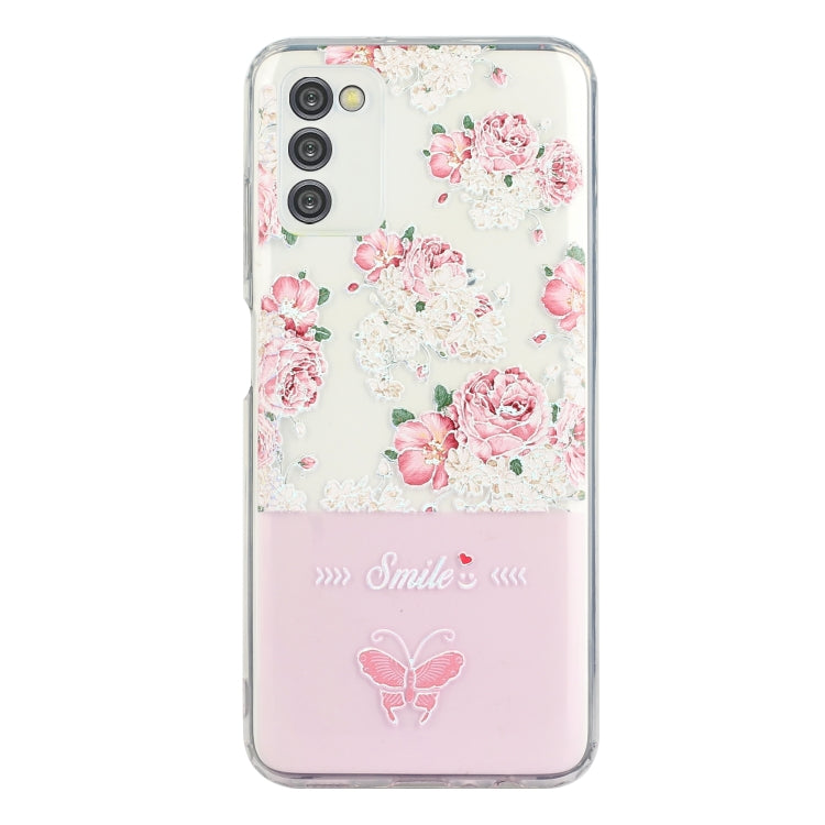 For Samsung Galaxy A03s Bronzing Butterfly Flower Phone Case