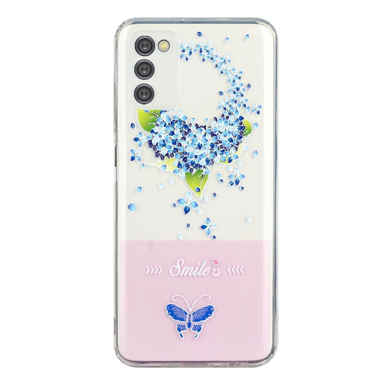 For Samsung Galaxy A03s Bronzing Butterfly Flower Phone Case