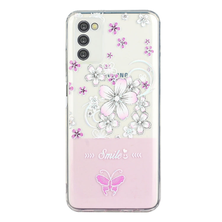 For Samsung Galaxy A03s Bronzing Butterfly Flower Phone Case