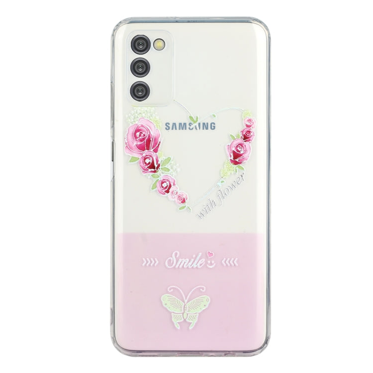 For Samsung Galaxy A03s Bronzing Butterfly Flower Phone Case