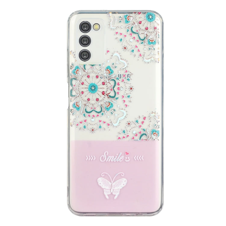 For Samsung Galaxy A03s Bronzing Butterfly Flower Phone Case