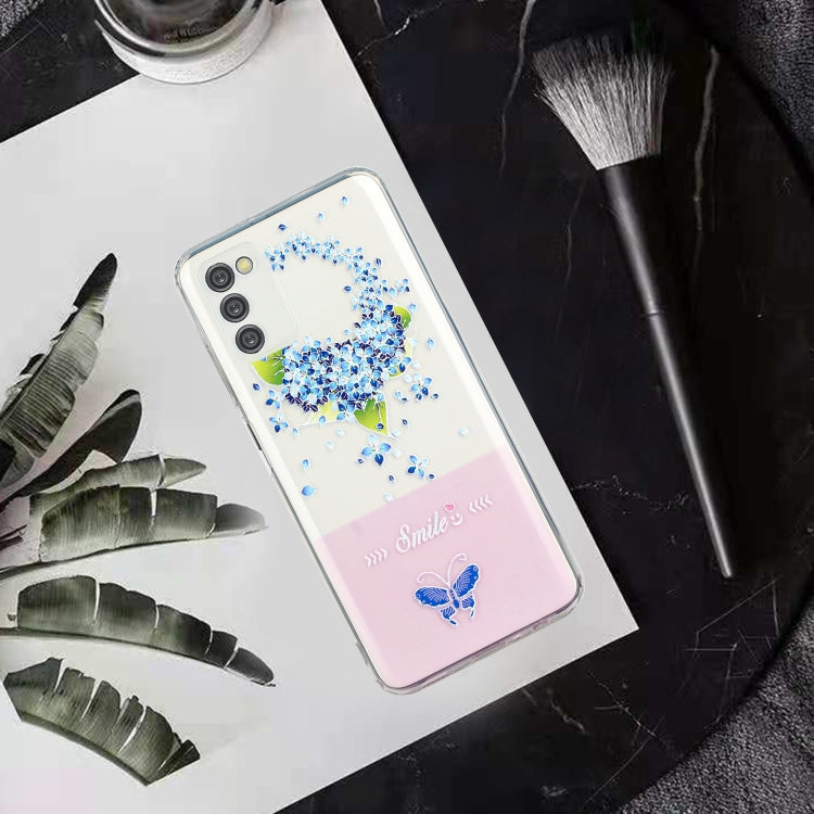 For Samsung Galaxy A03s Bronzing Butterfly Flower Phone Case