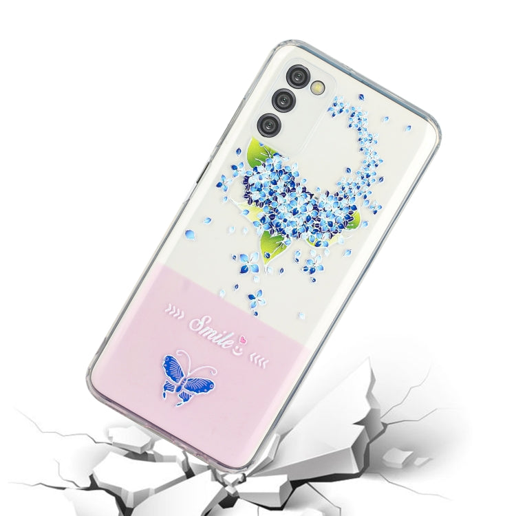 For Samsung Galaxy A03s Bronzing Butterfly Flower Phone Case