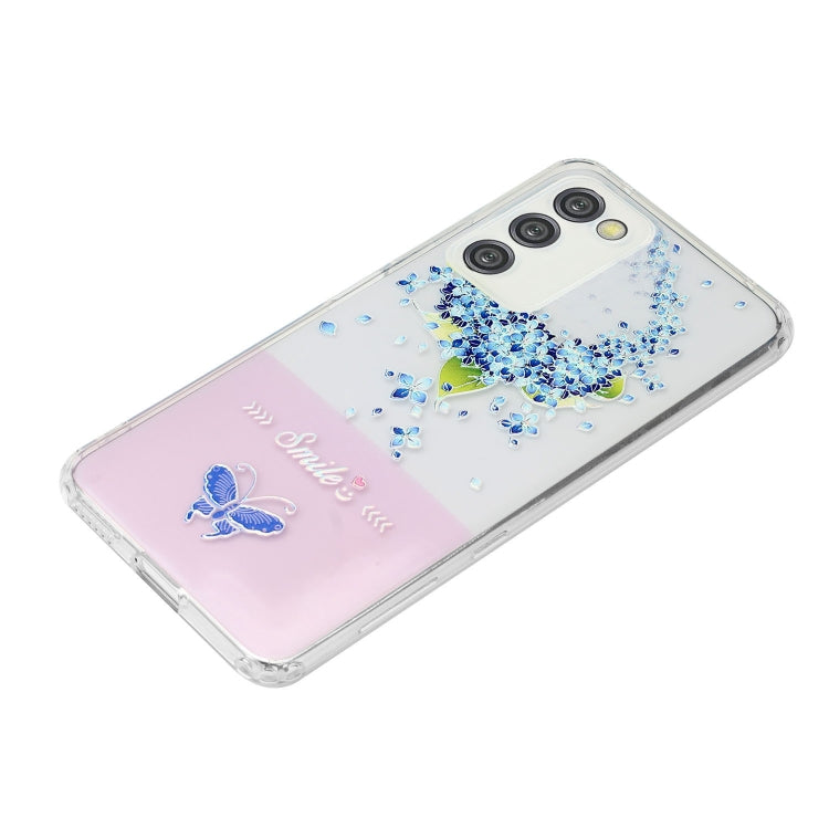 For Samsung Galaxy A03s Bronzing Butterfly Flower Phone Case