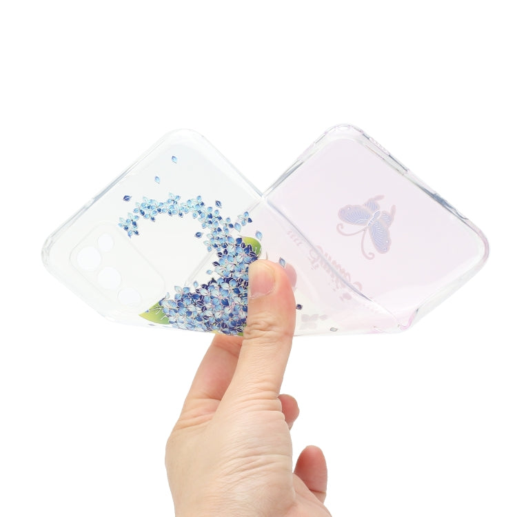 For Samsung Galaxy A03s Bronzing Butterfly Flower Phone Case