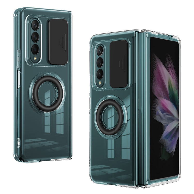 For Samsung Galaxy Fold4 5G Sliding Camera Design Ring Holder TPU Phone Case