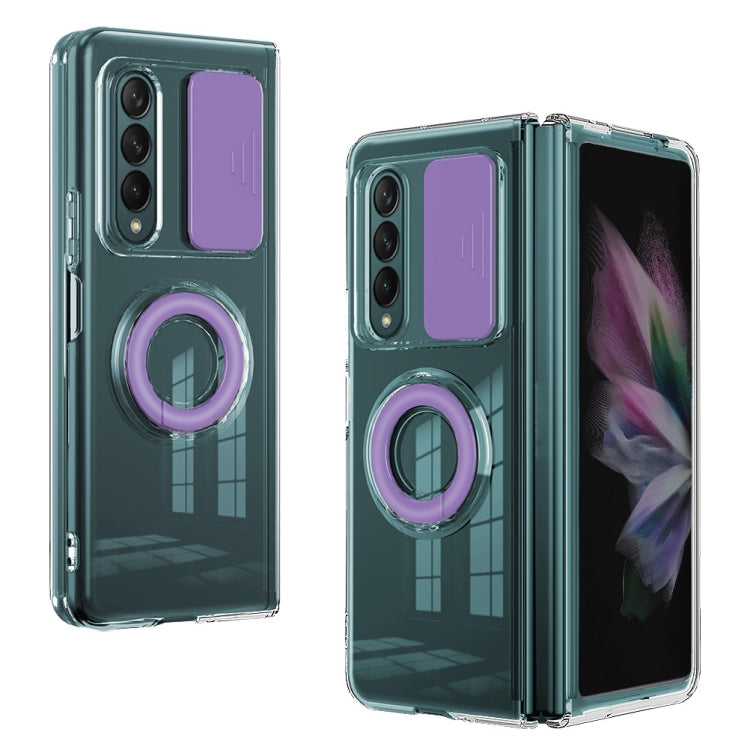 For Samsung Galaxy Fold4 5G Sliding Camera Design Ring Holder TPU Phone Case
