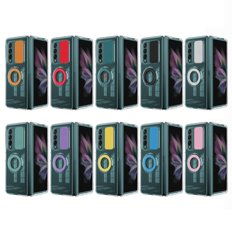 For Samsung Galaxy Fold4 5G Sliding Camera Design Ring Holder TPU Phone Case