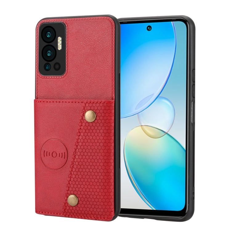 For Infinix Hot 12 Double Buckle Card Slots Magnetic Phone Case