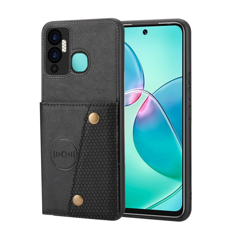 For Infinix Hot 12 Play Double Buckle Card Slots Magnetic Phone Case