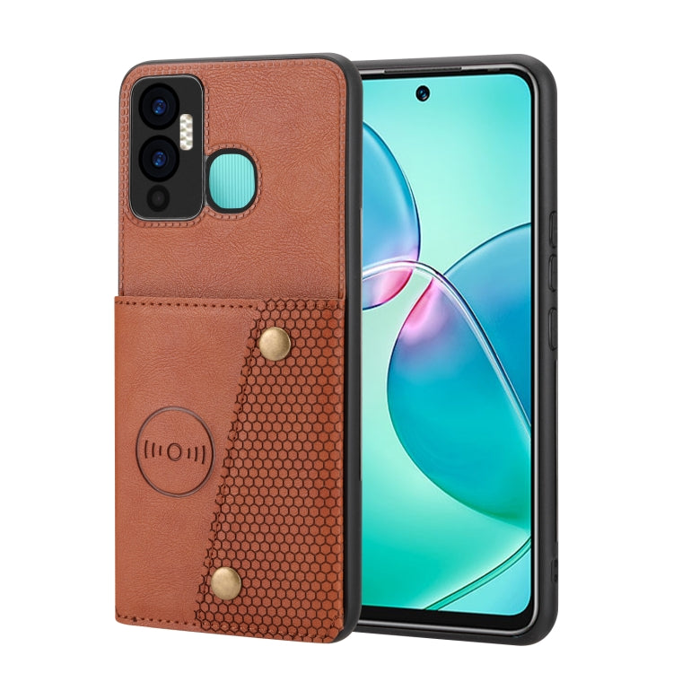 For Infinix Hot 12 Play Double Buckle Card Slots Magnetic Phone Case