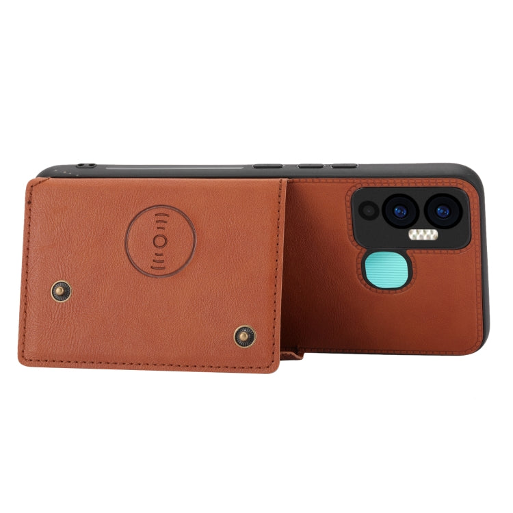For Infinix Hot 12 Play Double Buckle Card Slots Magnetic Phone Case