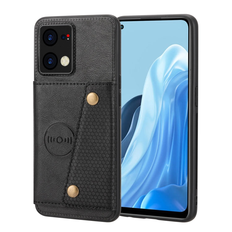 For OPPO Reno7 4G Double Buckle Card Slots Magnetic Phone Case