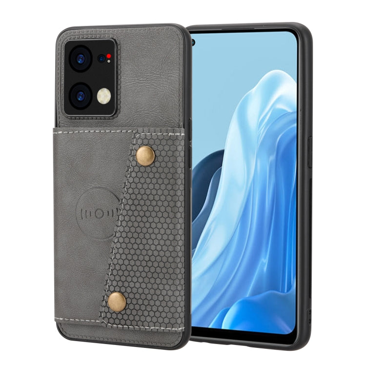 For OPPO Reno7 4G Double Buckle Card Slots Magnetic Phone Case