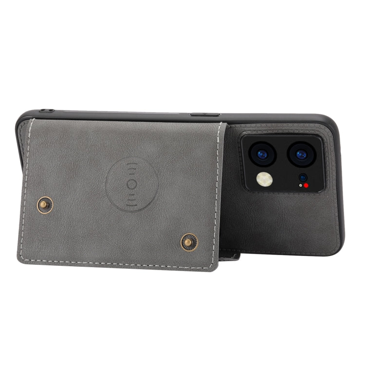 For OPPO Reno7 4G Double Buckle Card Slots Magnetic Phone Case