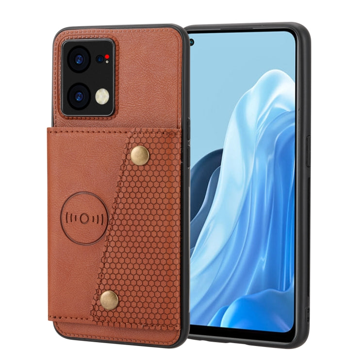 For OPPO Reno7 4G Double Buckle Card Slots Magnetic Phone Case