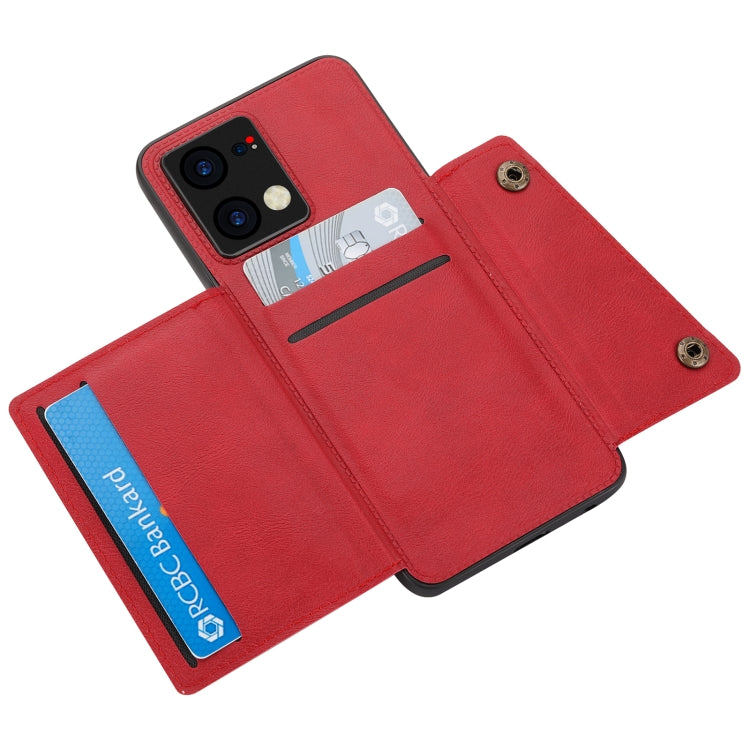 For OPPO Reno7 4G Double Buckle Card Slots Magnetic Phone Case