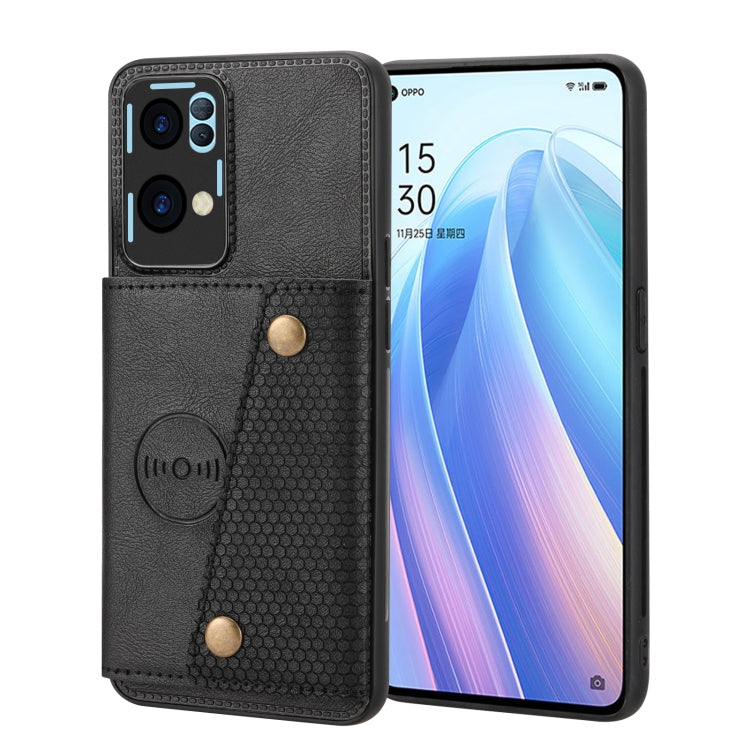 For OPPO Reno7 Pro Double Buckle Card Slots Magnetic Phone Case