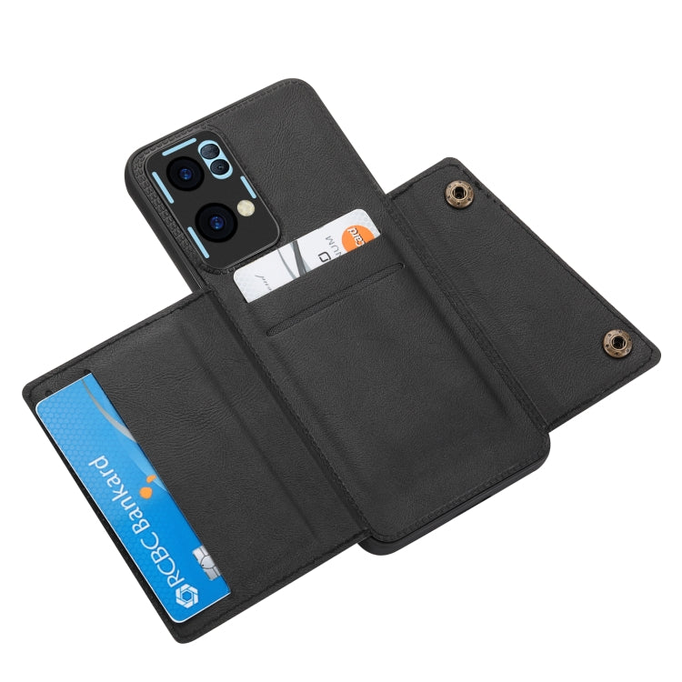 For OPPO Reno7 Pro Double Buckle Card Slots Magnetic Phone Case