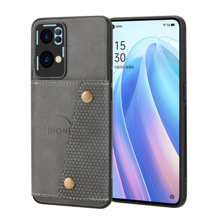 For OPPO Reno7 Pro Double Buckle Card Slots Magnetic Phone Case