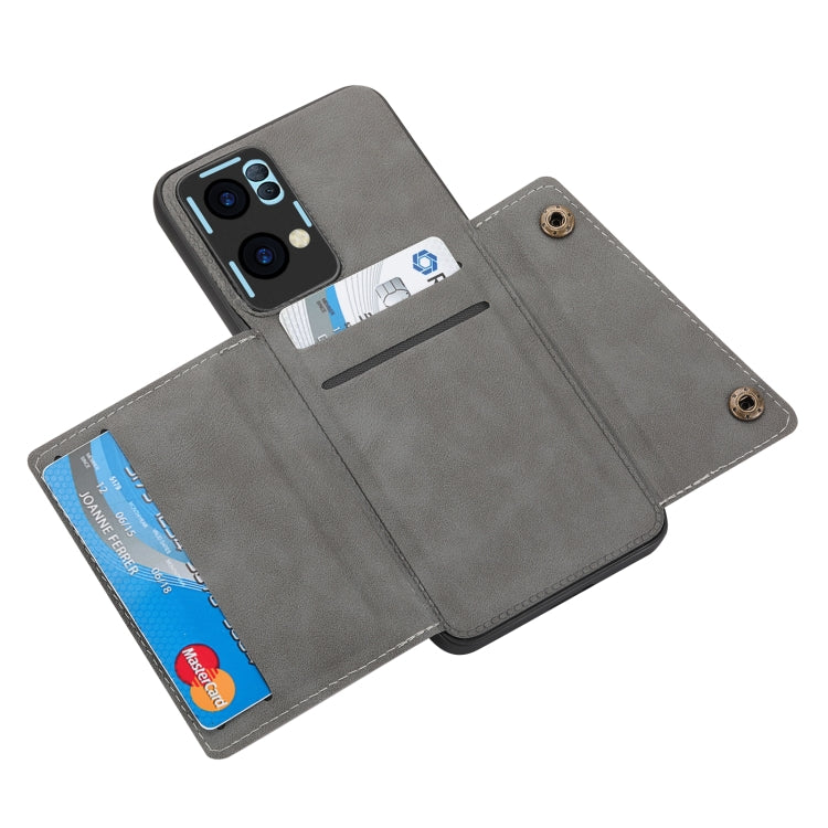 For OPPO Reno7 Pro Double Buckle Card Slots Magnetic Phone Case
