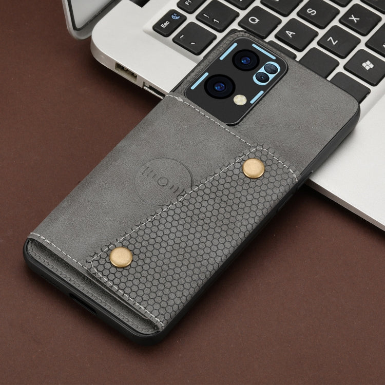 For OPPO Reno7 Pro Double Buckle Card Slots Magnetic Phone Case