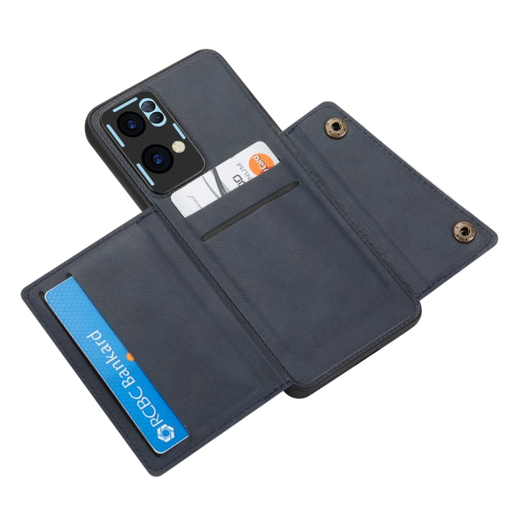 For OPPO Reno7 Pro Double Buckle Card Slots Magnetic Phone Case