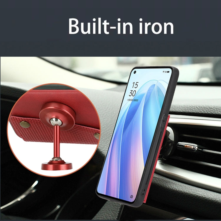 For OPPO Reno7 Pro Double Buckle Card Slots Magnetic Phone Case