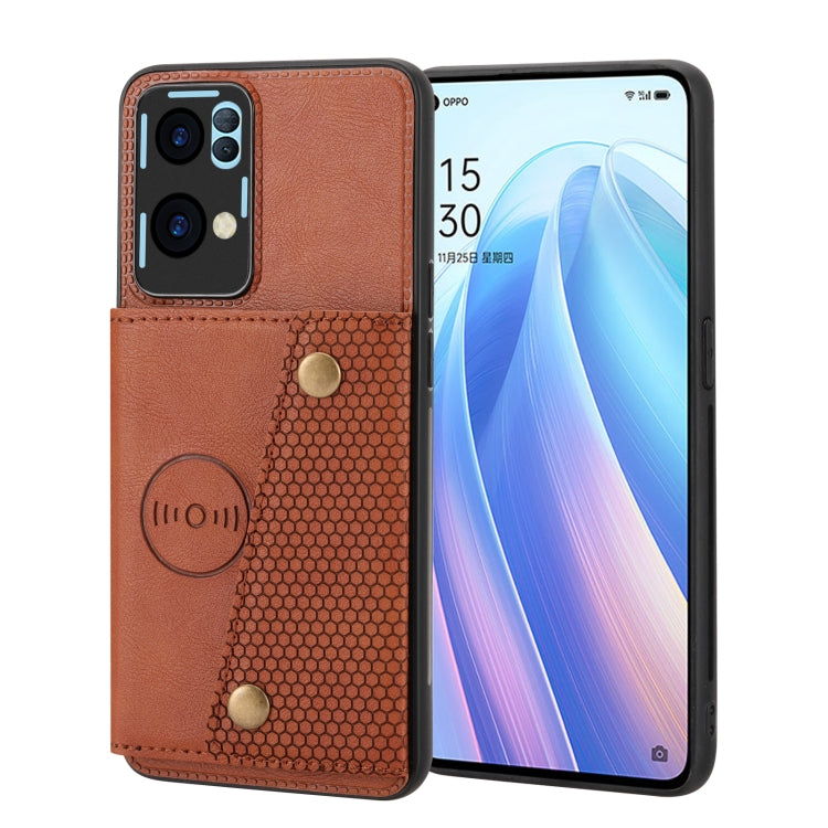 For OPPO Reno7 Pro Double Buckle Card Slots Magnetic Phone Case