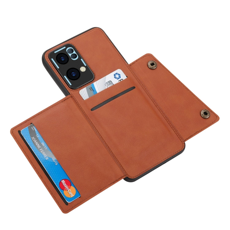For OPPO Reno7 Pro Double Buckle Card Slots Magnetic Phone Case