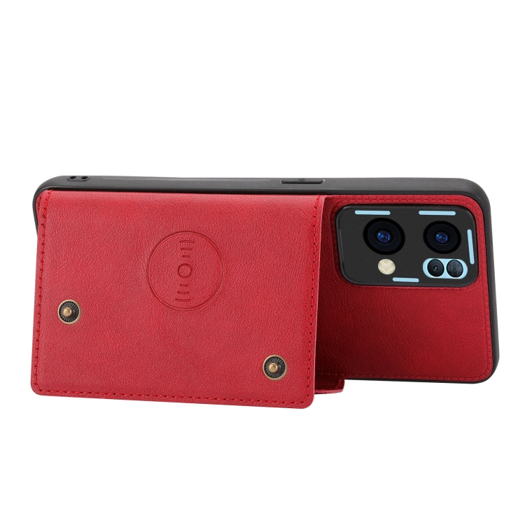 For OPPO Reno7 Pro Double Buckle Card Slots Magnetic Phone Case