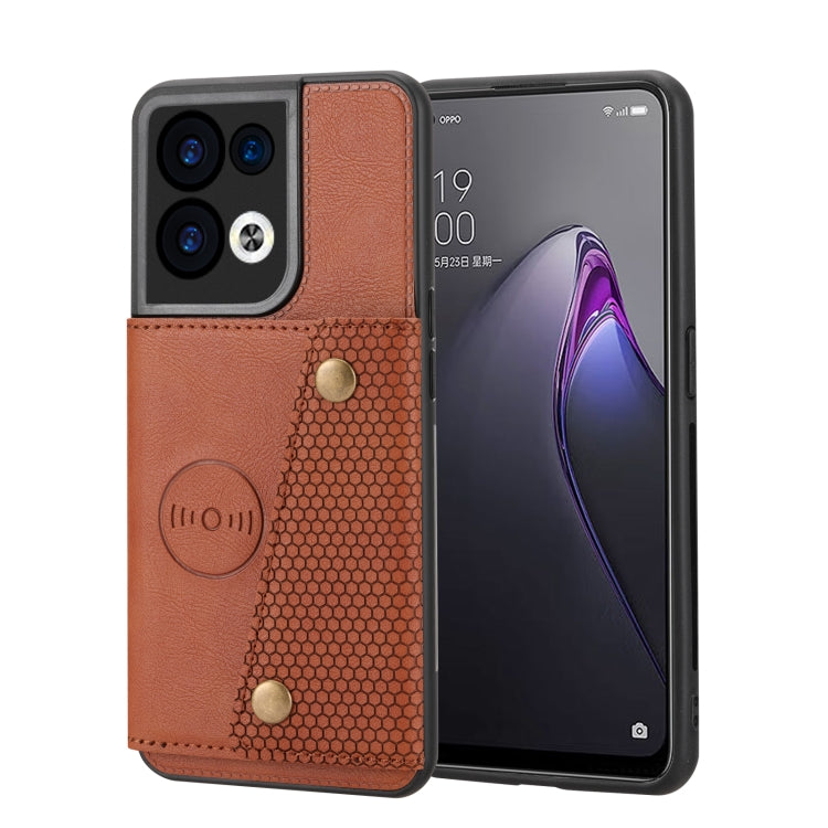 For OPPO Reno8 Pro Double Buckle Card Slots Magnetic Phone Case