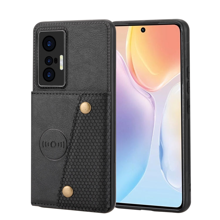 For vivo X70 Double Buckle Card Slots Magnetic Phone Case