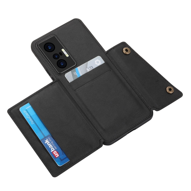 For vivo X70 Double Buckle Card Slots Magnetic Phone Case