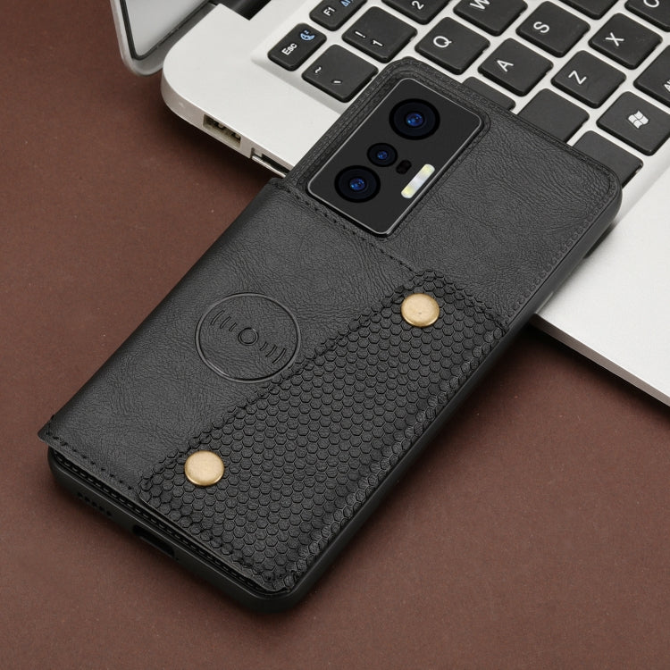 For vivo X70 Double Buckle Card Slots Magnetic Phone Case