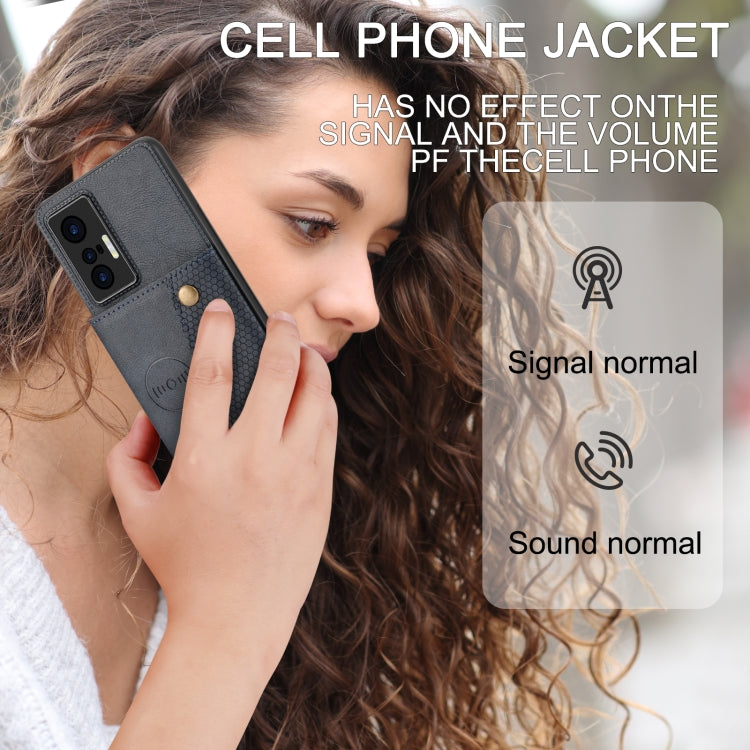 For vivo X70 Double Buckle Card Slots Magnetic Phone Case