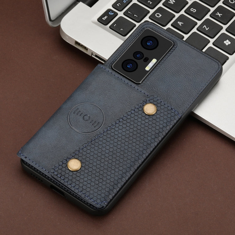 For vivo X70 Double Buckle Card Slots Magnetic Phone Case