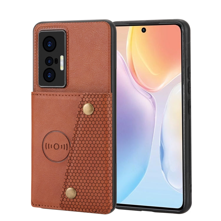 For vivo X70 Double Buckle Card Slots Magnetic Phone Case