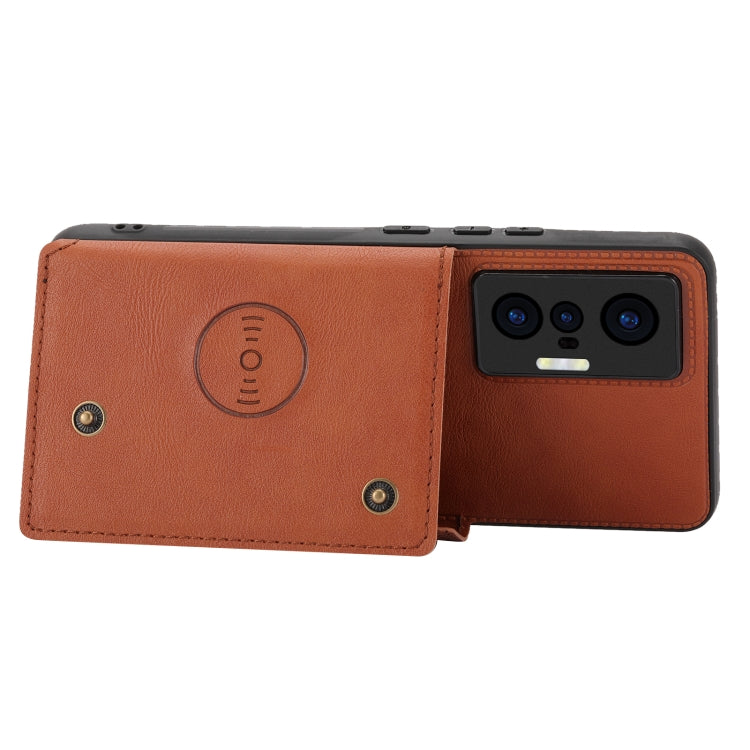 For vivo X70 Double Buckle Card Slots Magnetic Phone Case