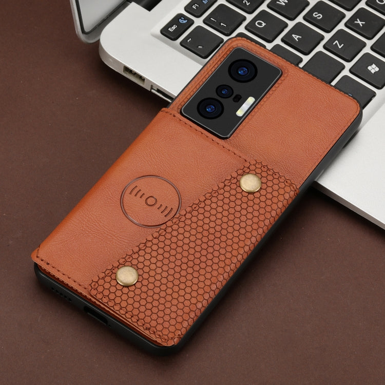 For vivo X70 Double Buckle Card Slots Magnetic Phone Case