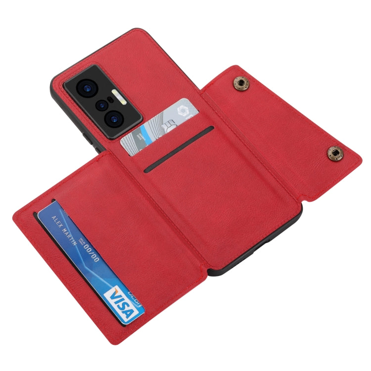 For vivo X70 Double Buckle Card Slots Magnetic Phone Case