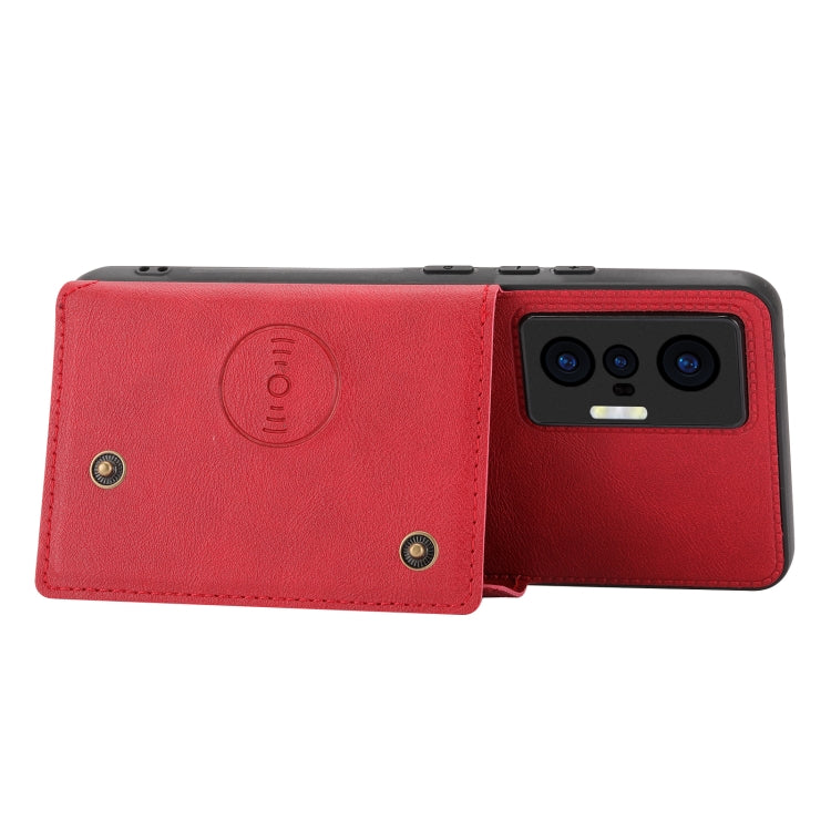 For vivo X70 Double Buckle Card Slots Magnetic Phone Case