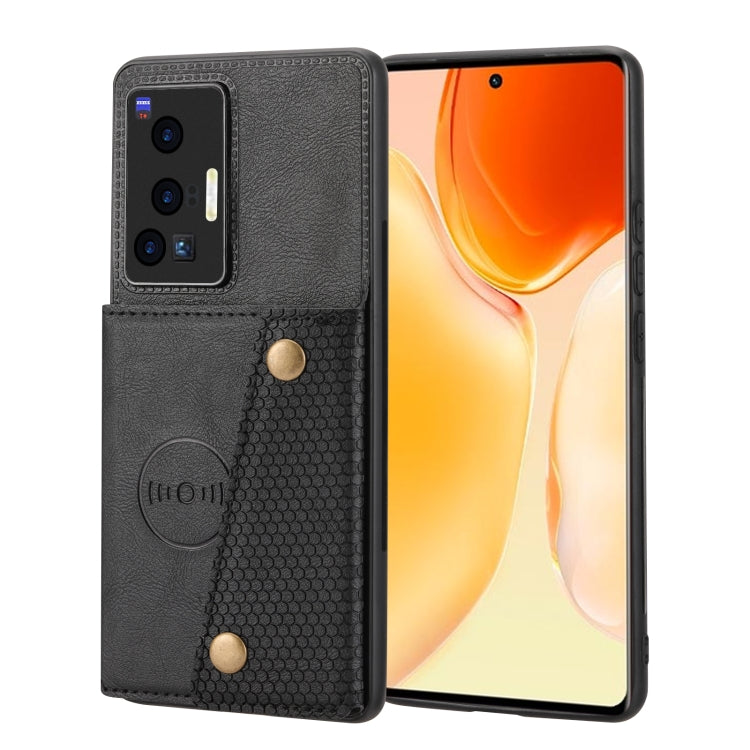 For vivo X70 Pro Double Buckle Card Slots Magnetic Phone Case