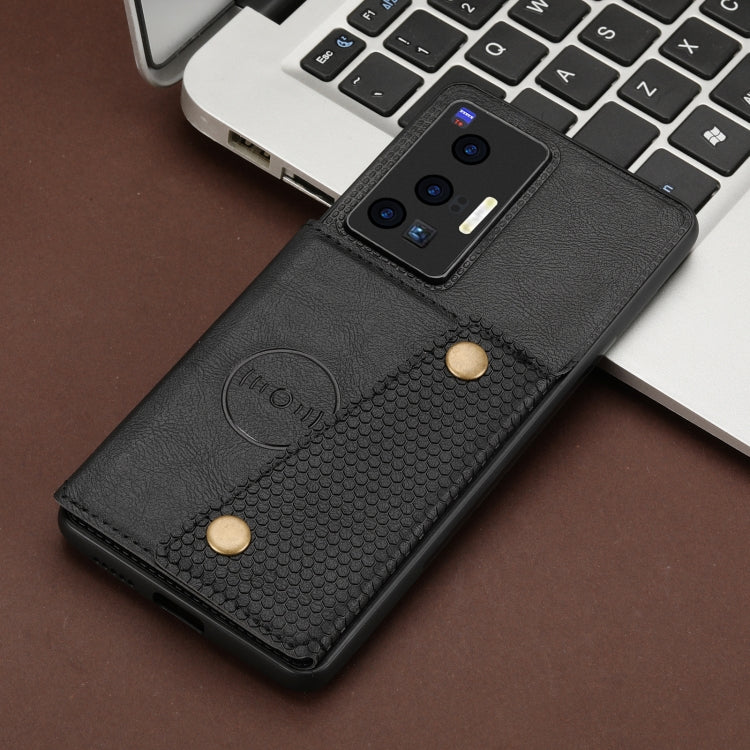 For vivo X70 Pro Double Buckle Card Slots Magnetic Phone Case
