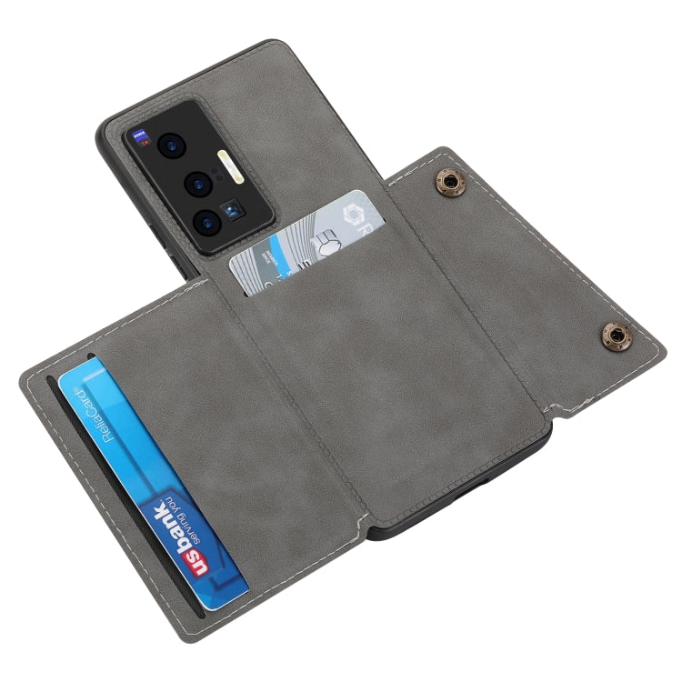 For vivo X70 Pro Double Buckle Card Slots Magnetic Phone Case