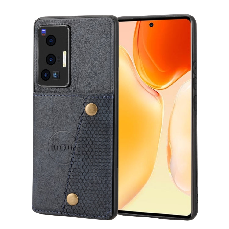 For vivo X70 Pro Double Buckle Card Slots Magnetic Phone Case