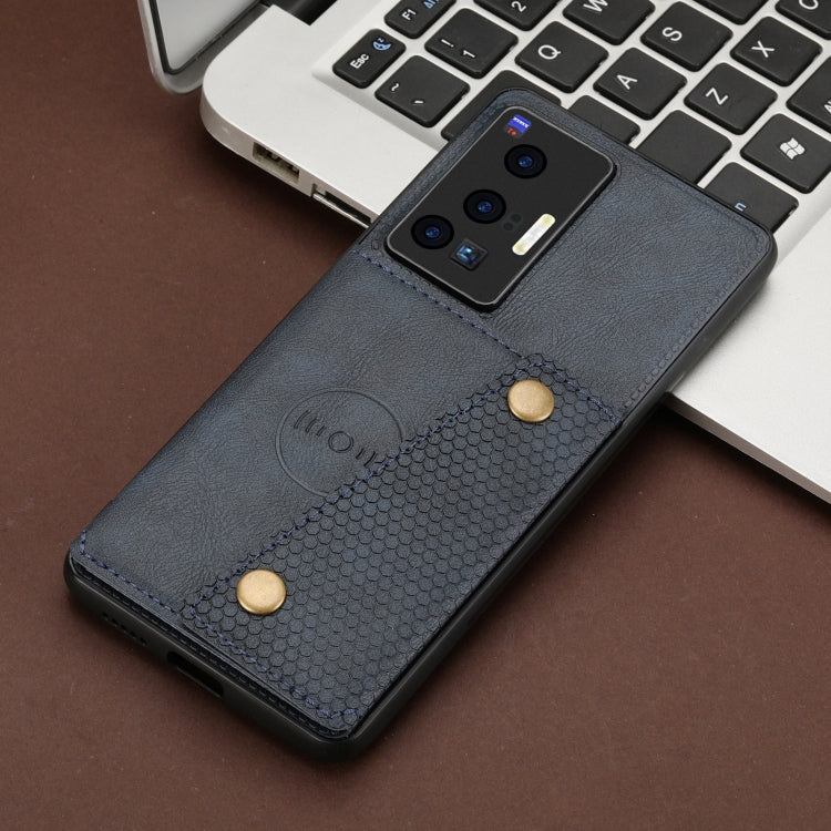 For vivo X70 Pro Double Buckle Card Slots Magnetic Phone Case