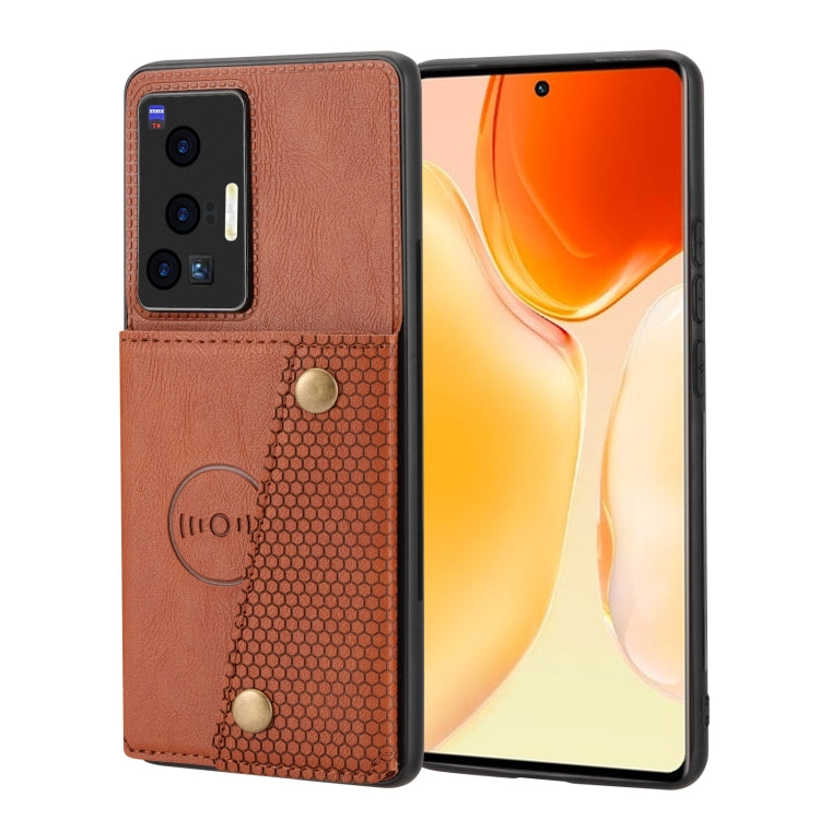 For vivo X70 Pro Double Buckle Card Slots Magnetic Phone Case