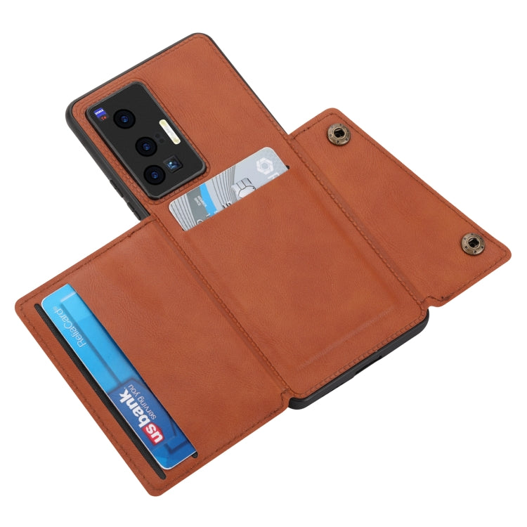 For vivo X70 Pro Double Buckle Card Slots Magnetic Phone Case