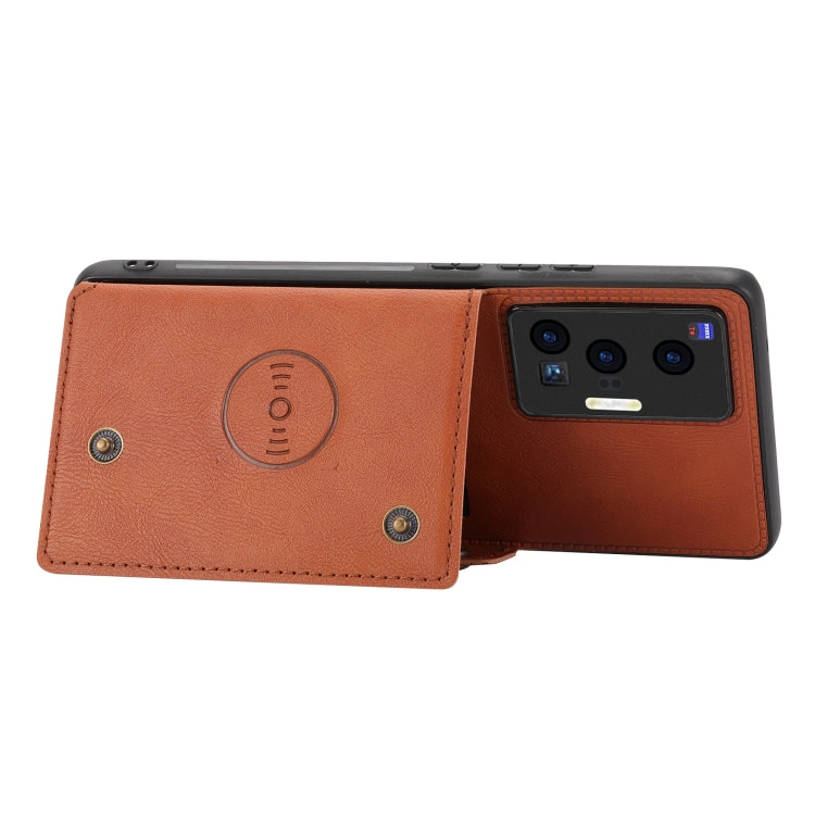 For vivo X70 Pro Double Buckle Card Slots Magnetic Phone Case